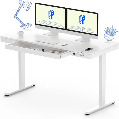Miniatura 15 de FLEXISPOT Comhar - Escritorio de pie eléctrico de cristal puro con cajones, escritorio y puertos de carga USB, escritorio ergonómico de altura