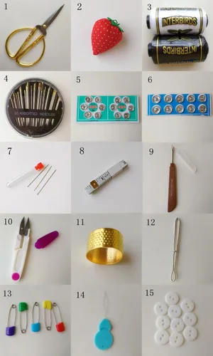 Miniatura 4 de A.Dinsenen Cesta de coser de madera/caja de coser con accesorios de kit de costura