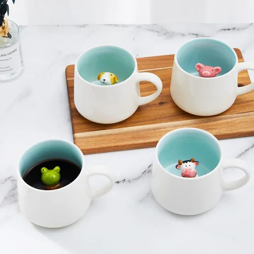 Miniatura 7 de Taza de cerámica con diseño de vaca para bebé, 12 onzas, bonita taza para Navidad, cumpleaños, regalo del día de San Valentín, regalos sorpresa