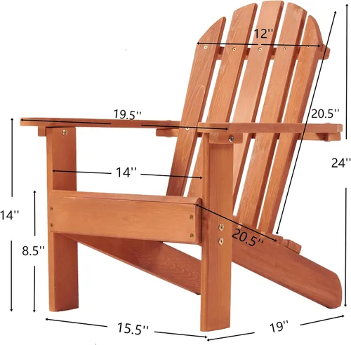 Miniatura 2 de Silla Adirondack en miniatura de madera maciza Hemlock, tumbona compacta para patio al aire libre, resistente a la intemperie, asiento de hoguera