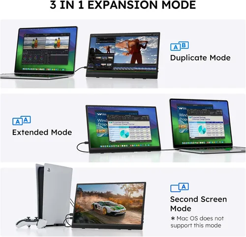 Miniatura 7 de Monitor portátil para portátil FHD 15.6 "1080P Ultra-Slim USB-C y HDMI Segunda pantalla externa para portátil Monitor de viaje Dual Altavoz-Screen