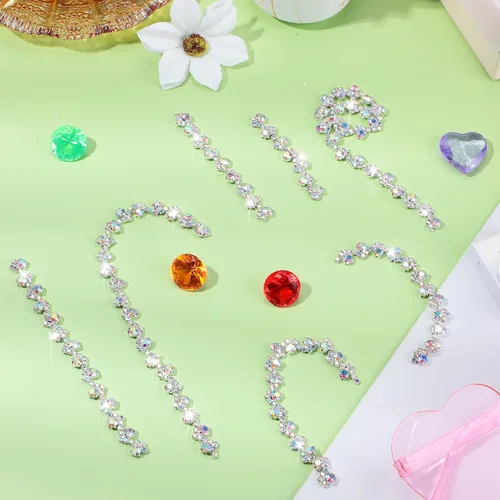 Miniatura 5 de Kigeli Bling Adorno de Diamantes de Imitación con Cadena de Cristal, Adorno de Diamantes de Imitación para Costura, Adornos para Vestidos DIY, Ropa
