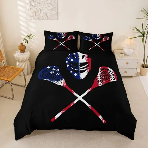 Miniatura 8 de Erosebridal Lacrosse - Funda de edredón para niños y niñas, juego de ropa de cama con temática de juegos deportivos, tamaño individual para adultos