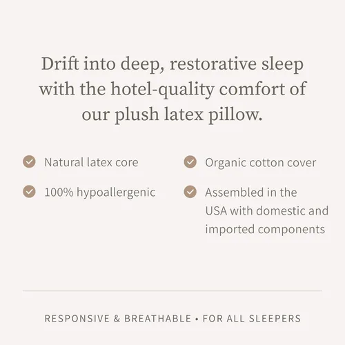 Miniatura 5 de Almohada de Látex Saatva - Altura Estándar (4" - 5") - Almohada Hipoalergénica con Núcleo de Látex Triturado - Transpirable - Funda de Algodón