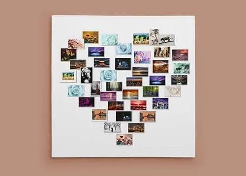 Miniatura 4 de CanvasChamp Collage de fotos en lienzo en forma de corazón, 40 impresiones de fotos, collage de lienzo, arte de pared personalizado, marcos de fotos