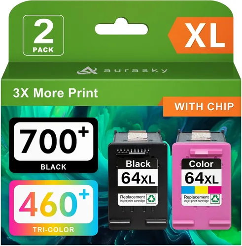 Miniatura 12 de 64XL - Cartuchos de tinta negros de alto rendimiento para 64XL, repuesto compatible con HP Envy Photo 7800 7855 7858 7155 7120 7158 7100 7164 6200