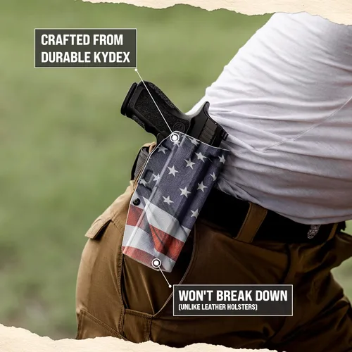 Miniatura 3 de We The People Holsters - Bandera de Betsy Ross - Transporte abierto en la cintura exterior - Funda OWB Kydex - Conducción/inclinación/retención