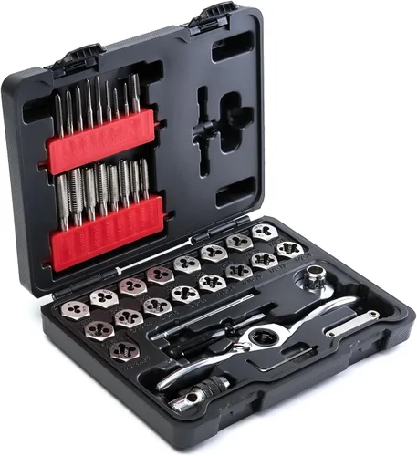 Miniatura 15 de toolant - Juego de machuelos y tarrajas SAE/métricos, 127 piezas, estándar, con combinación de brocas para roscar