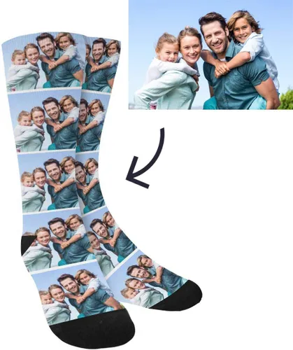 Miniatura 2 de Calcetines personalizados con foto familiar para hombres y mujeres, carga tu imagen familiar única y memorable