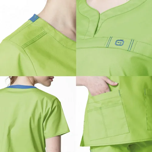 Miniatura 4 de WonderWink WonderFLEX - Camiseta curvada con cuello muesca para mujer 6208 y pantalón deportivo con cremallera tipo cargo 5908 (XS - 3XL)