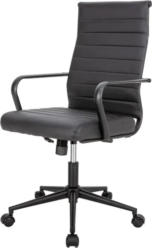 Miniatura 10 de Silla de oficina ergonómica Okeysen, sillas modernas de cuero acanalado para sala de conferencias, silla ejecutiva ajustable giratoria con ruedas