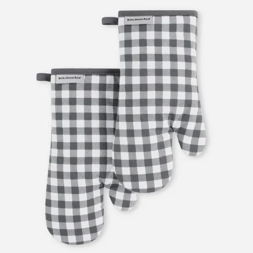 Miniatura 7 de KitchenAid Juego de 2 manoplas de horno Gingham Aqua Sky, 7 x 13 pulgadas
