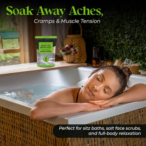 Miniatura 3 de Aromasong Sal cruda del mar muerto de 5 libras con aloe vera orgánico, no limpiada, todavía contiene todos los minerales del mar muerto, incluyendo