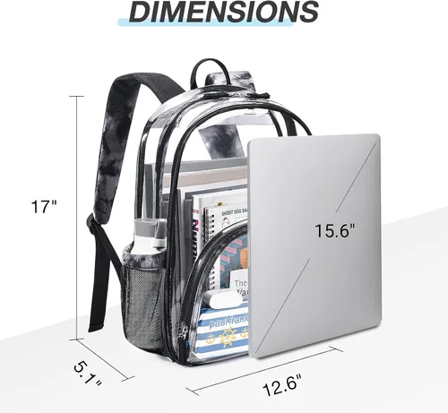 Miniatura 6 de LIGHT FLIGHT Mochila transparente resistente y transparente, mochila transparente, mochilas duraderas para la escuela, seguridad