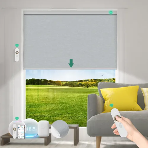 Miniatura 33 de Persianas motorizadas con control remoto [motor 100% opacas y silencioso] Persianas inteligentes compatibles con Alexa Google HomeKit, persianas