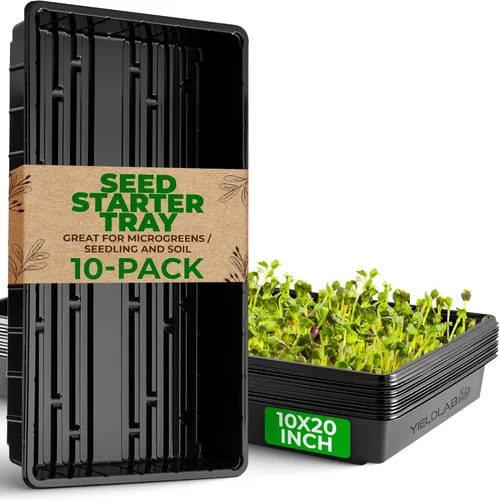 Bandeja de propagación de plantas de plástico negro de 10 x 20 pulgadas (paquete de 10) - Bandejas de cultivo para jardín, plantación, plántulas,