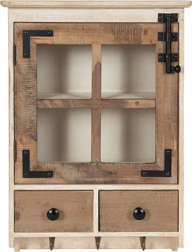 Miniatura 4 de Kate and Laurel Hutchins - Armario decorativo de pared de granja, 15 x 5.5 x 23 pulgadas, color marrón rústico y blanco, armario de madera rústica
