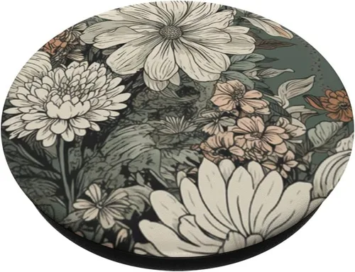 Miniatura 2 de Flower Bouquet Floral Pattern Sage Green Con PopSockets de flores silvestres PopGrip intercambiables