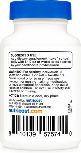 Miniatura 4 de Nutricost Suplemento de Vitamina K2 MK-7 (100 mcg) 120 Cápsulas Blandas - Sin GMO