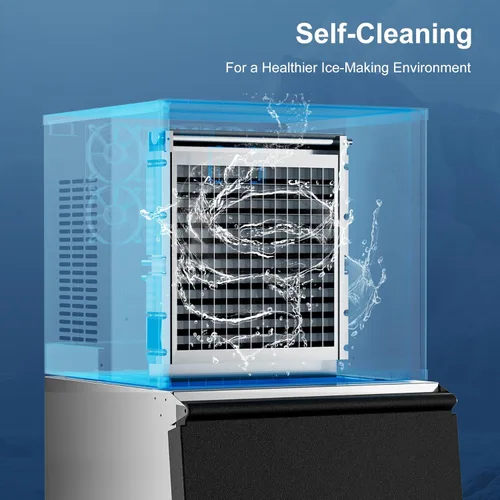 Miniatura 5 de COTLIN Máquina de hielo comercial, 550 libras/24 horas con almacenamiento de 350 libras, máquina de hielo comercial con autolimpieza, lista