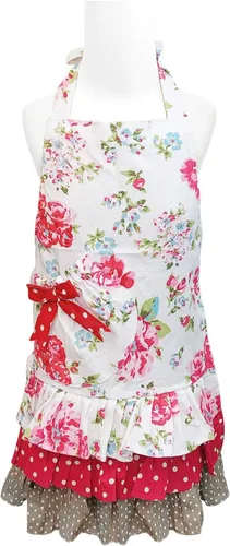 Wrapables Delantal con volantes y rosas para madre e hija para hornear, cocinar y hacer manualidades, niño