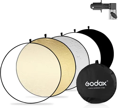 Godox Difusor reflector de luz de 43 pulgadas, 5 en 1, portátil, plegable, redondo, multidisco con clip de soporte y bolsa para fotografía de
