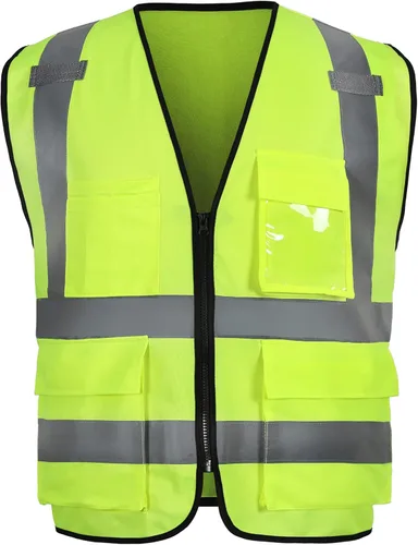 sesafety Chaleco de seguridad con 9 bolsillos, chaleco reflectante de alta visibilidad, chaleco de seguridad, chaleco de trabajo para hombre,