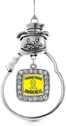 Miniatura 189 de Inspired Silver - Adorno de rodillo de reina - Adorno cuadrado de plata con muñeco de nieve con joyas de circonita cúbica