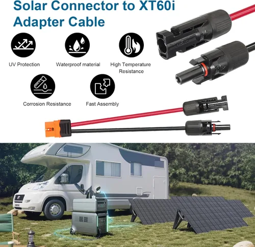 Miniatura 5 de MOOKEERF Cable solar a XT60i – 2 piezas de panel solar de 2 pies a XT60i adaptador adaptador cable de extensión para estación de energía portátil