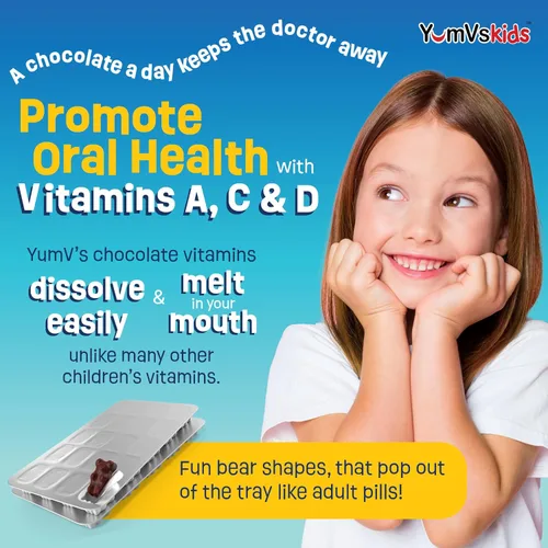 Miniatura 4 de YUM-V'S - Osos de chocolate masticables multivitamínicos para niños - Suplemento multivitamínico para niños - 16 vitaminas y minerales - Vitaminas