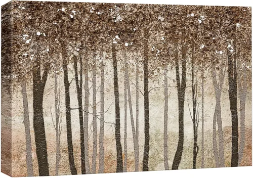 wall26 Lienzo impreso para pared, diseño rústico, marrón, otoño, bosque, árbol, paisaje, naturaleza, ilustraciones de área silvestre, arte moderno,