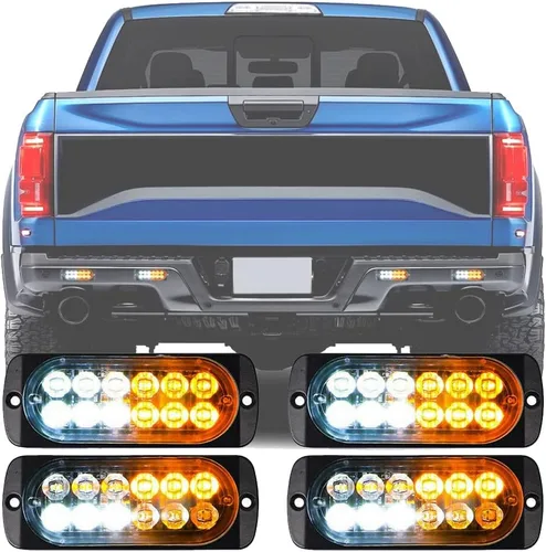 Miniatura 7 de Barra de luz estroboscópica intermitente de advertencia de peligro de emergencia de 12 LED, ultra delgada, para vehículos todoterreno, ATV