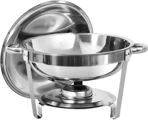 Miniatura 7 de Plato para bufé, servidores redondos de 6 cuartos de galón y calentadores de alimentos, servidores de rozaduras de acero inoxidable para fiestas