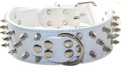 Miniatura 30 de Collar de cuero para perro, collar de perro con pinchos y tachuelas para perros medianos y grandes Pit Bull Mastiff Bully Boxer (S, rosa intenso)