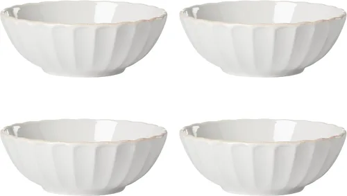 Miniatura 12 de Lenox Juego de vajilla de gres, vajilla francesa de 12 piezas para 4, color blanco perle festoneado, servicio para 4, apto para lavavajillas, juego