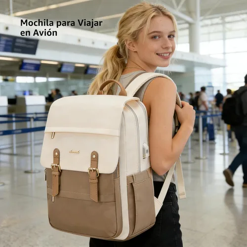 Miniatura 7 de LOVEVOOK Mochila para computadora portátil para mujer, mochila de viaje para computadora de 17 pulgadas, mochila de mano para profesores, para Beige
