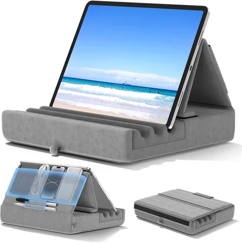 Miniatura 9 de KDD - Soporte de almohada para tablet, soporte plegable para iPad para regazo, cama y escritorio - Base para tablet con almohadilla suave y soporte