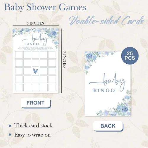 Miniatura 2 de Baby in Bloom - Juegos de baby shower, decoración de juegos de bingo floral azul primavera, ideas de favores de fiesta, suministros de fiesta