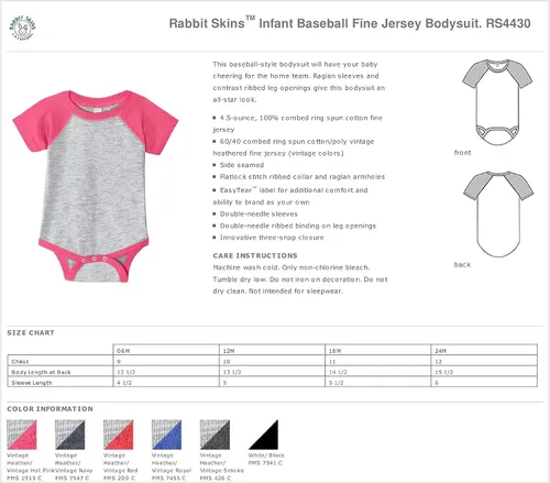 Miniatura 4 de Customized Infant Baseball Fine Jersey Bodysuit with Raglan Sleeves
