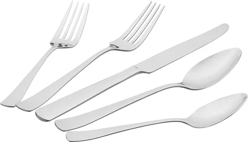 Miniatura 3 de Amazon Basics - Juego de cubiertos de acero inoxidable con borde cuadrado, 20 piezas, servicio para 4, plateado