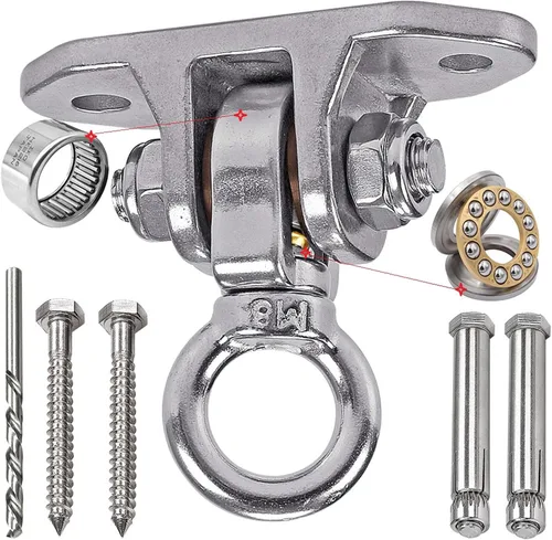 Colgador de columpio de acero inoxidable resistente de 180 ° + 360 ° de montaje de columpio de techo giratorio gratuito Kit de accesorios para yoga,