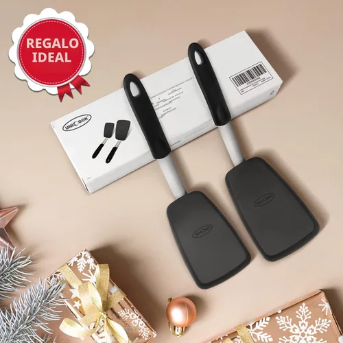Miniatura 7 de Unicook Paquete de 2 espátulas de silicona flexible, giratorias, resistentes al calor de 600 °F, ideal para voltear huevos, hamburguesas, crepes
