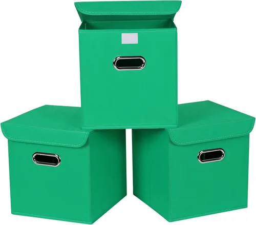 Miniatura 19 de Organizadores de armario de tela con tapas, canastas plegables con asas, cajas de almacenamiento para almacenamiento de ropa, oficina, juguetes