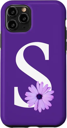Miniatura 10 de Funda para iPhone 15 Purple Daisy Flower Monogram Letter S para mujer