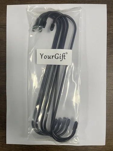Miniatura 7 de YourGift Paquete de 6 ganchos en S extralargos y resistentes de 10 pulgadas para plantas colgantes, armario, flores, canastas, jardín, patio, Negro
