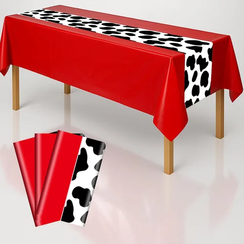 Miniatura 13 de Mantel rectangular de 3 piezas para decoración de fiestas de cumpleaños, mantel de plástico de 108 x 54 pulgadas, desechable, suministros