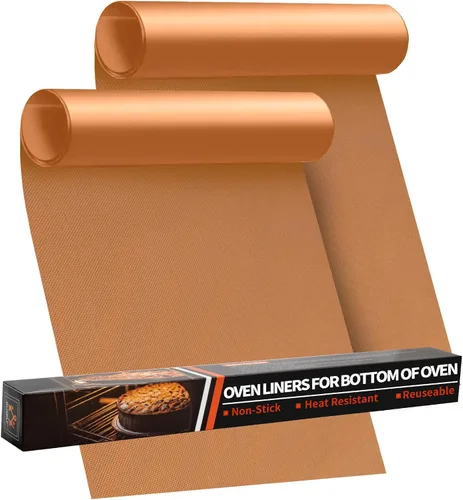 Miniatura 12 de Revestimientos para horno para la parte inferior del horno - Paquete de 2 alfombrillas grandes de servicio pesado para horno, 17" x 25" Negro