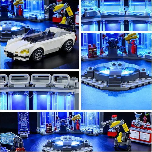 Miniatura 4 de GEAMENT Kit de luces LED compatible con Lego Iron Man Armory - Juego de iluminación para modelo de construcción 76216 (juego de modelos no incluidos)