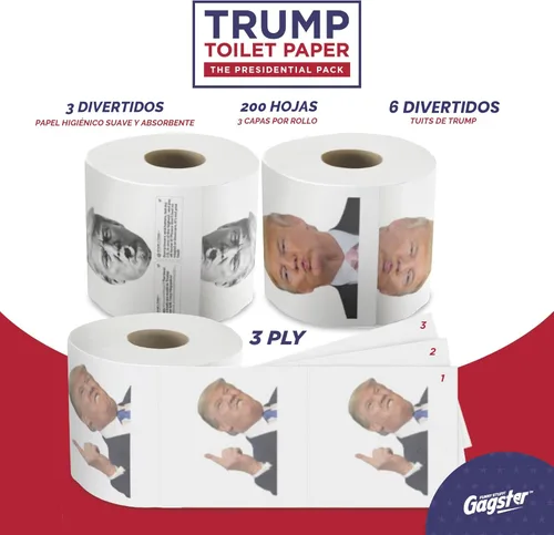 Miniatura 4 de Gagster Donald Trump - Papel higiénico divertido de 3 capas, 200 hojas, paquete de regalo de broma