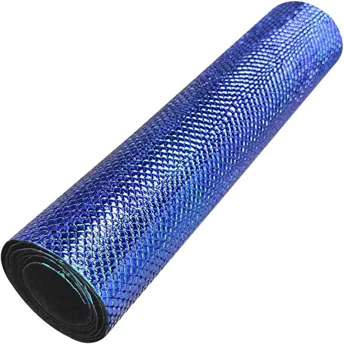 Miniatura 3 de HYANG - Hojas holográficas de piel sintética azul con estampado de serpiente, muy adecuadas para hacer manualidades, bolsos, aretes de cuero, lazos